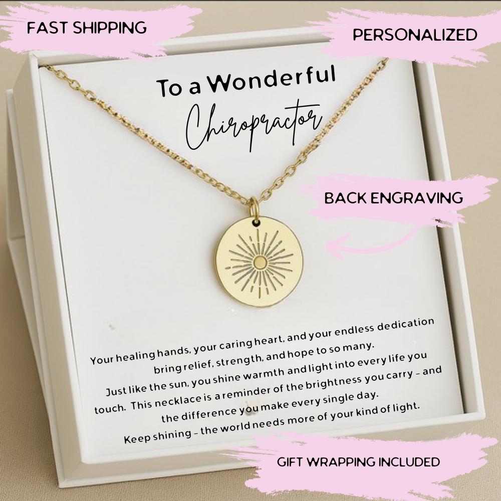 Personalized Chiropractor Silver Sun Necklace, Chiropractic Jewelry, Gift for Chiropractor Necklace, A Truly Chiropractor Appreciation Gift