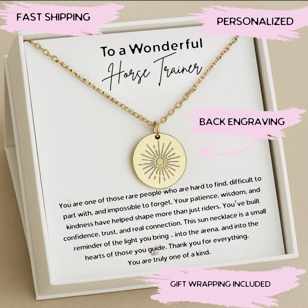 Personalized Horse Trainer Necklace Gift, Horse Trainer Thank You Gift, Horse Trainer Appreciation Gift,  Horse Trainer Birthday Gift