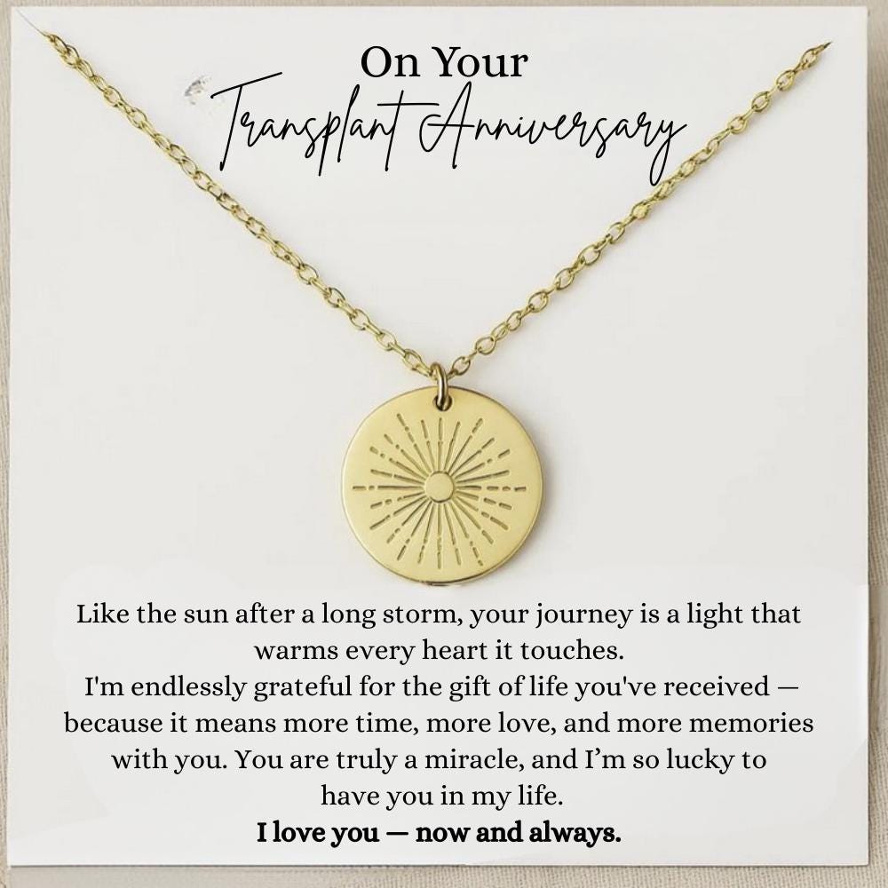 Kidney Anniversary Jewelry, Transplant Anniversary Necklace Gift, Silver Jewelry for Organ Donor, Organ Donation Gift,