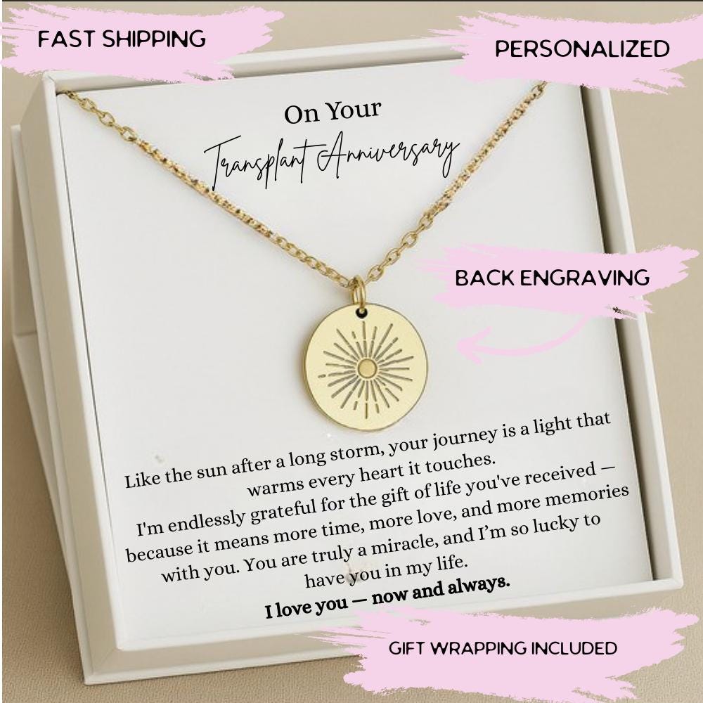 Kidney Anniversary Jewelry, Transplant Anniversary Necklace Gift, Silver Jewelry for Organ Donor, Organ Donation Gift,