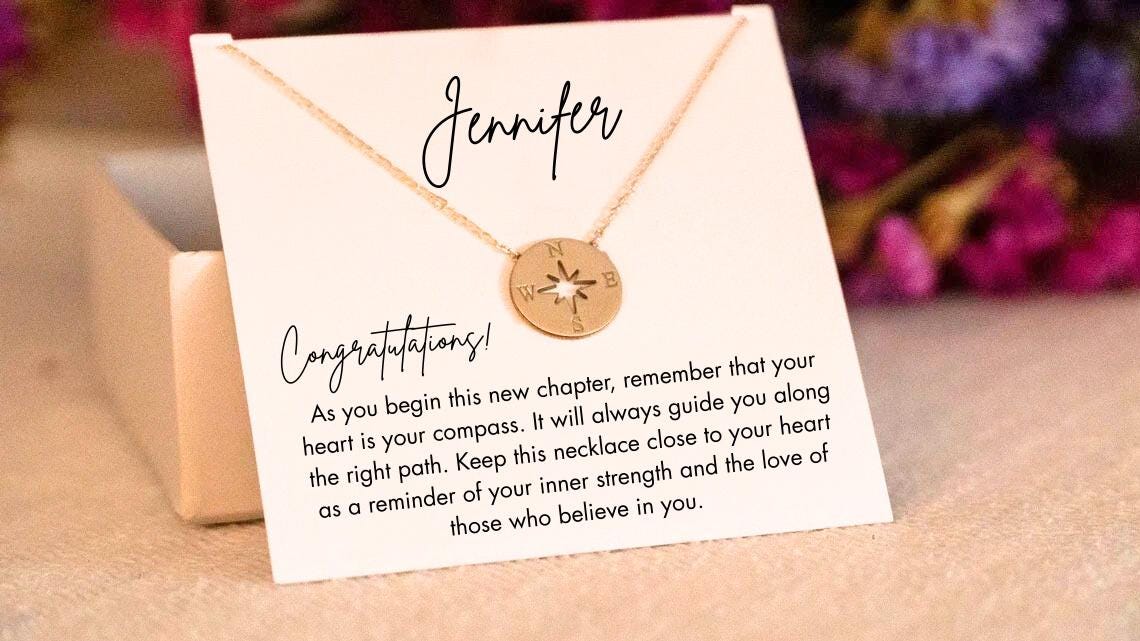 Graduation Compass Jewelry Gift, High School Graduation, Elemantary Graduation Necklace, Phd Master Graduation Necklace, Class of 2026 Grade