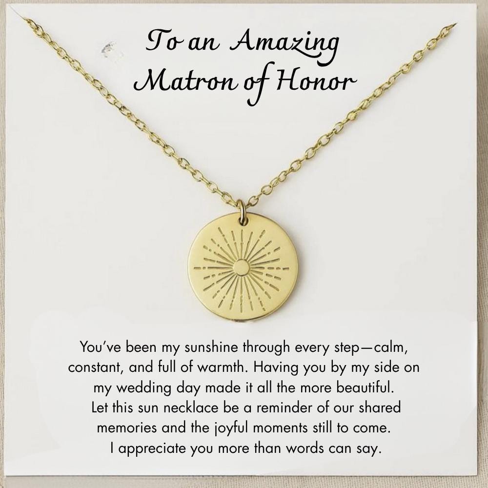 Matron of Honor Thank You Necklace, Wedding Party Thank You Gift, Matron of Honor Gifts, Bridal Shower Gifts, Friend Thank you from Bride