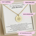 60th Birthday Gift for Woman, 60 Year Old Jewelry, Meaningful 60th Birthday Present, 60th Birthday Sun Necklace with Back Engraving