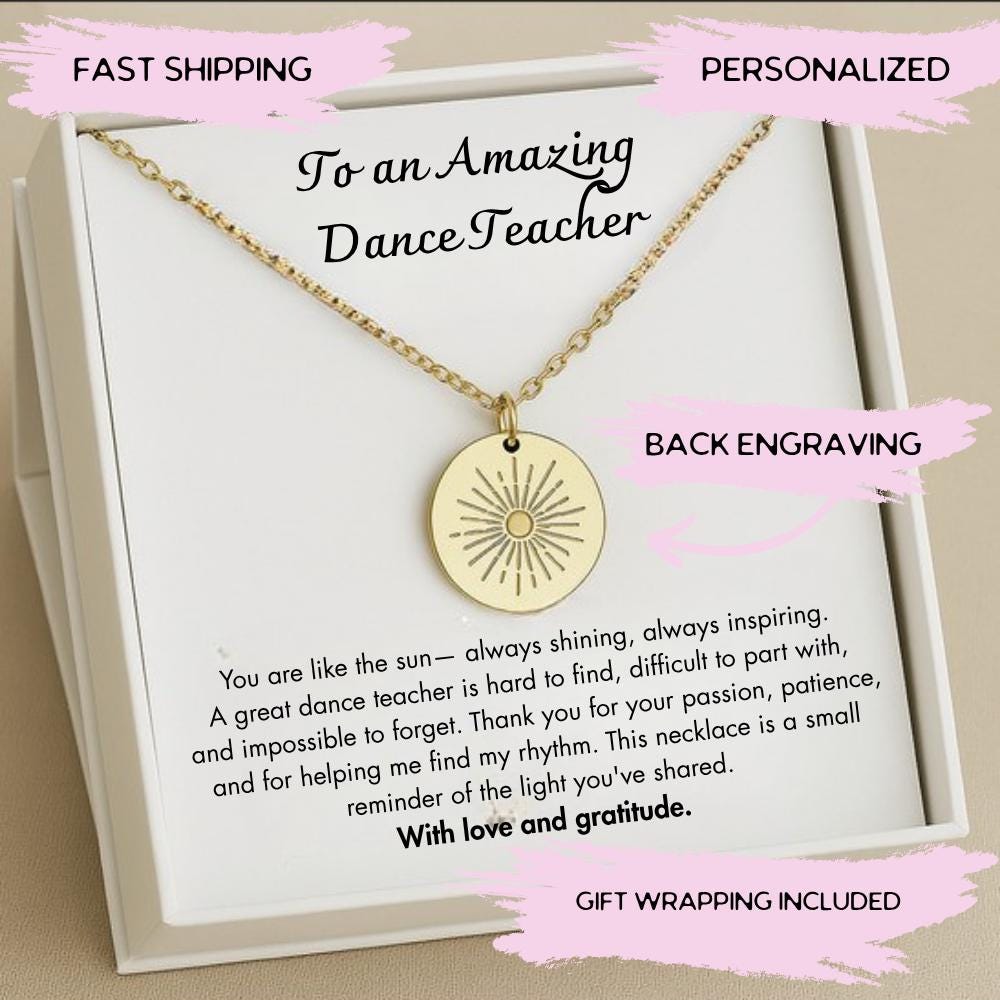 Dance Teacher Necklace Gift, Dance Teacher Thank You Gift, Dance Teacher Appreciation Gift,Dance Recital Gift for Dance Ballet Teacher Gift