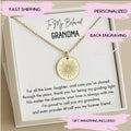 Grandmother Sun Necklace, Grandma Birthday Necklace, Grandma Gift from Grandchild, Grandma Jewelry, Personalized Nana Necklace