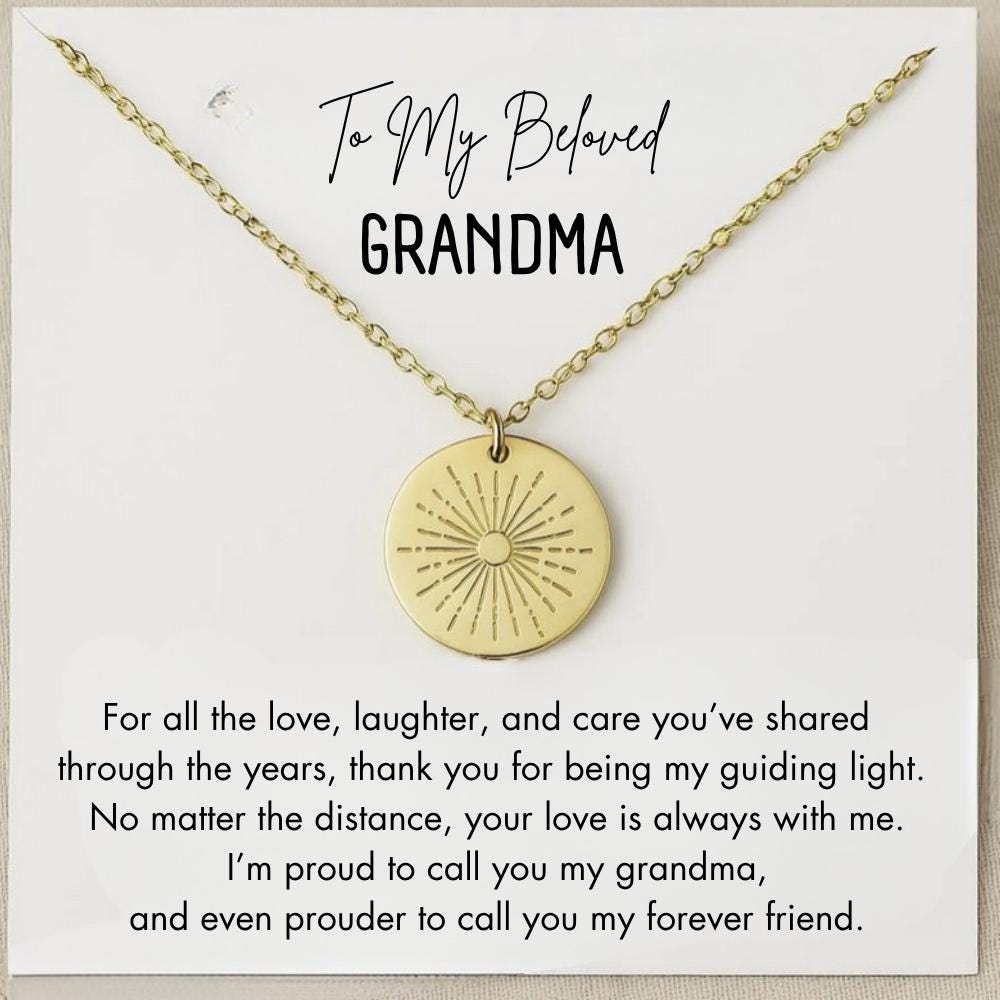 Grandmother Sun Necklace, Grandma Birthday Necklace, Grandma Gift from Grandchild, Grandma Jewelry, Personalized Nana Necklace