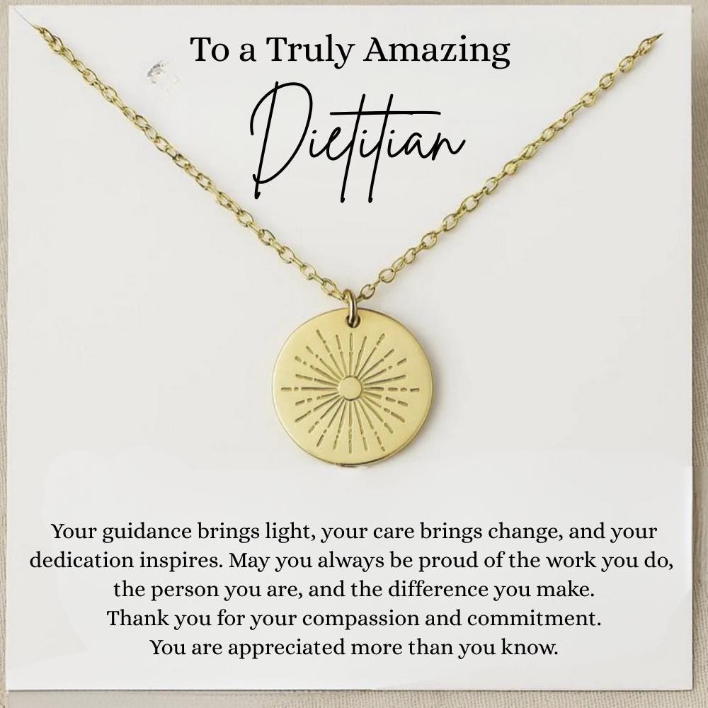 Dietitan Silver Necklace, Dietitan Thank You Gift, Dietitan Appreciation Gift Dietitan Necklace, Dietitian Promotion Gift, RD Necklace Gifts