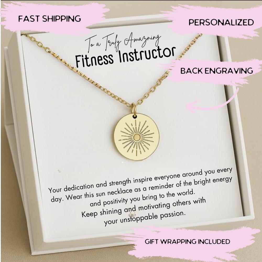 Personalized Fitness Instructor Necklace, Fitness Instructor Gift, Thank You Gift, Female Fitness Instructor Appreciation Gift