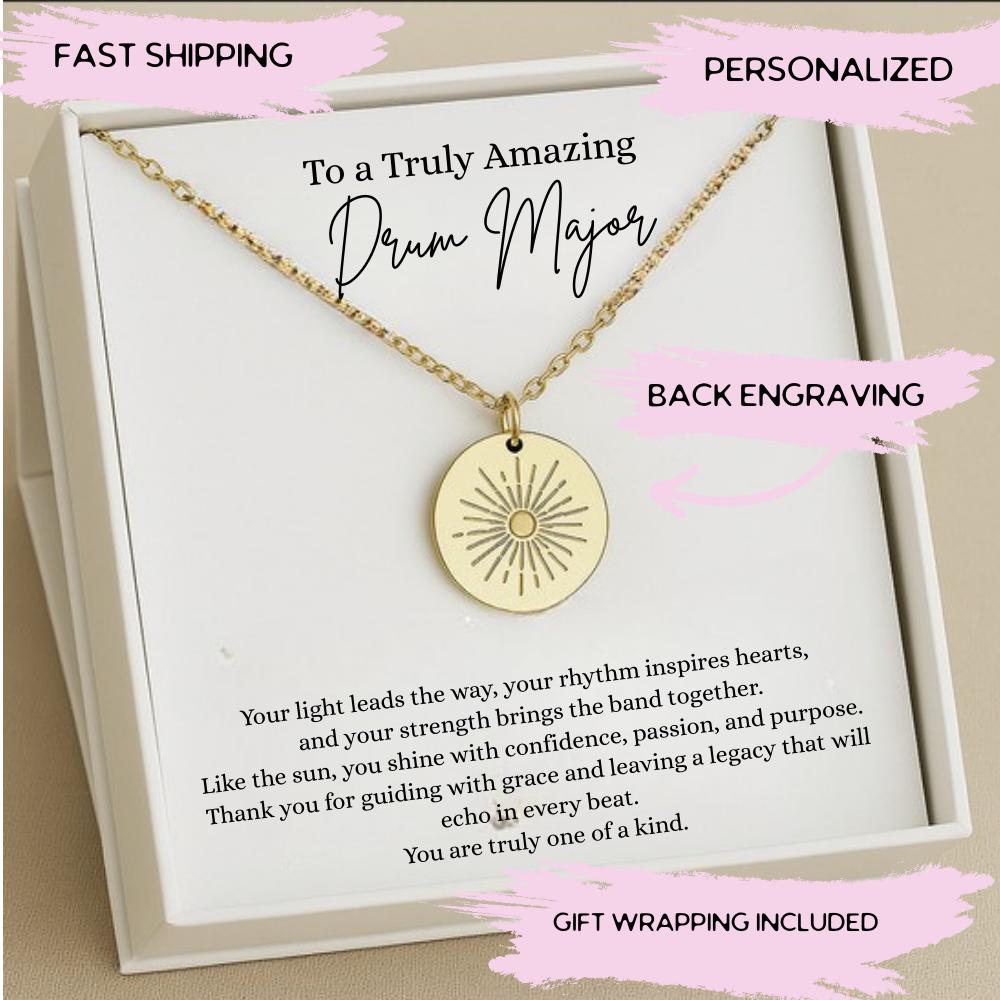 Personalized Drum Major Necklace Gift, Drum Major Thank You Gift, Drum Major Appreciation Gift,  Drum Major Leaving Gift, Drum Major Jewelry