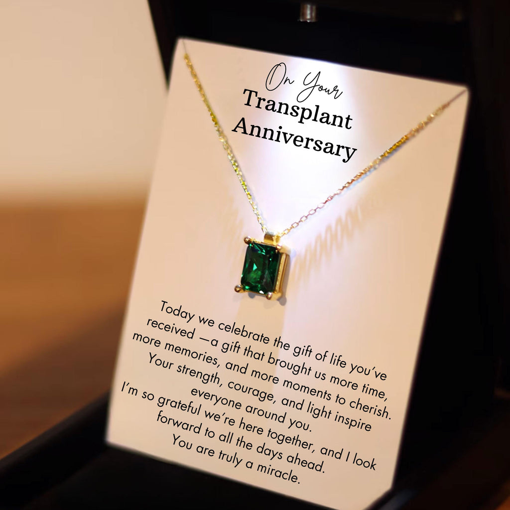 Transplant Anniversary Jewelry Necklace, Personalized Birthstone Silver Necklace Liver, Lung, Bone Marrow, Stem Cell, Organ Donation Gift