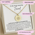 Personalized Friend Sun Necklace Gift, Friend Jewelry, Friend Birthday Silver Necklace with Card, Best Friend Necklace, Friendship Gift