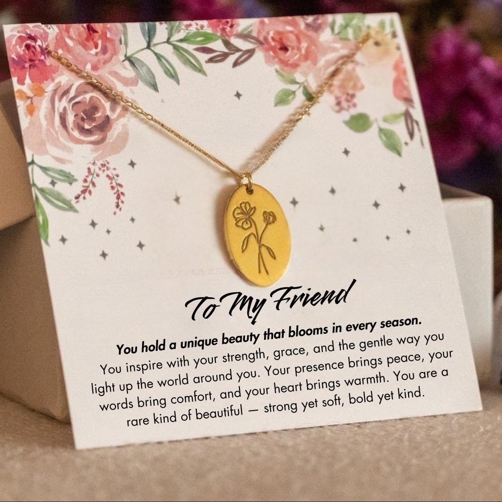 To My Friend Silver Birthflower Jewelry, Personalized Friend Birthday Necklace Gift, Best Friend Gift, BFF Necklace, Friendship Jewelry