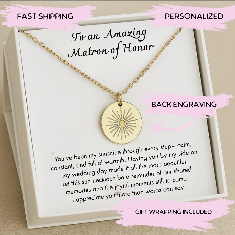 Matron of Honor Thank You Necklace, Wedding Party Thank You Gift, Matron of Honor Gifts, Bridal Shower Gifts, Friend Thank you from Bride