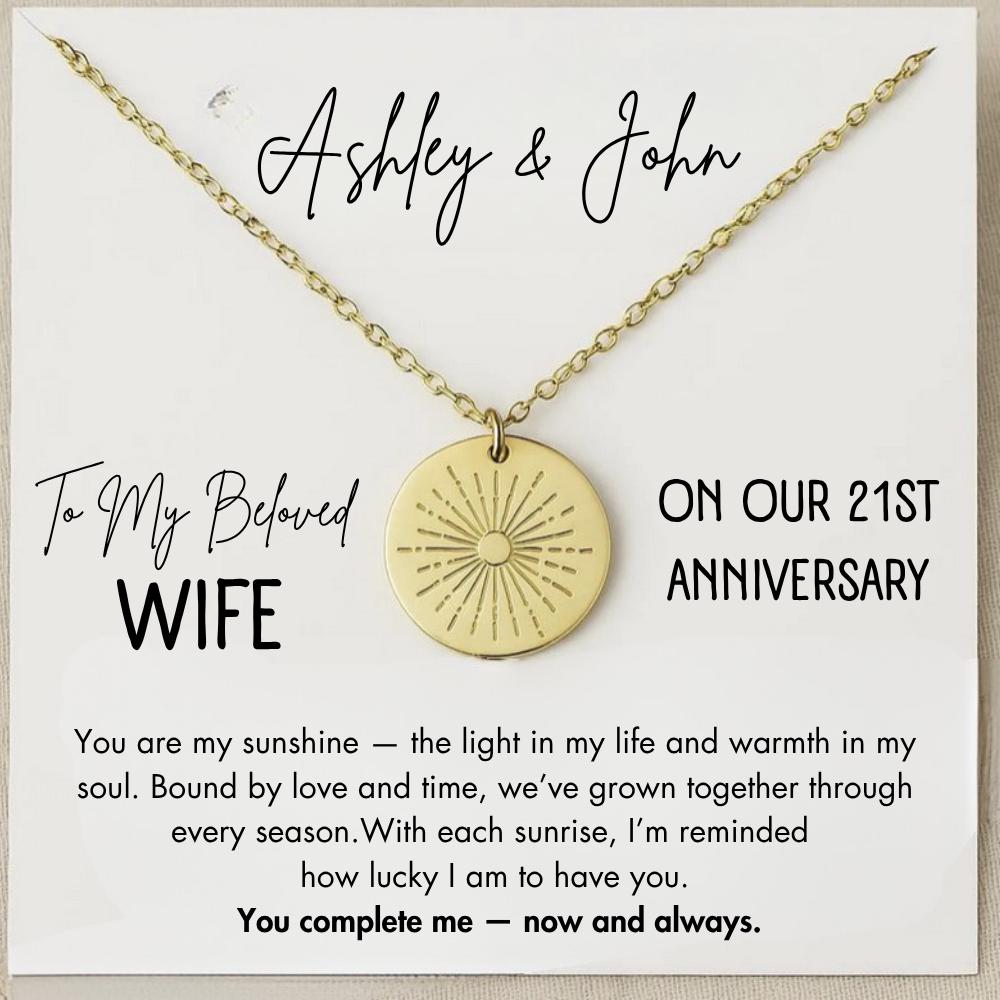 Wife on Our 21st Anniversary Jewelry, Wife Anniversarry Gift, Wife Wedding Anniversary Gift from Husband, Wife  Anniversarry Necklace Gift