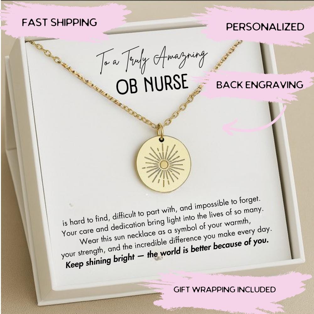 Delivery Nurse OB Nurse Jewelry, Nurse Appreciation gift, Labor nurse, Nurse Sun Necklace, Nurse Thank You Jewelry, OB Nurse Gift