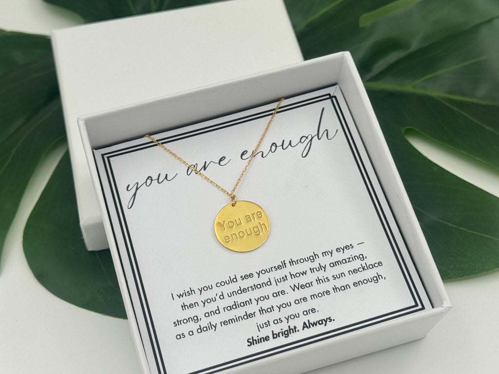 You are Enough Sun Necklace, Motivational Self-Love Gift for Best Friend, Inspirational Jewelry, Encouragement Necklace, Friend Necklace