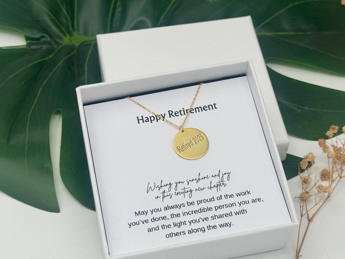 Coworker Leaving Gift, Personalized Retirement Necklace, Happy Retirement Party Gift, Coworker Farewell Present, Retirement Jewelry