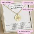 40th Birthday Gift for Woman, 40 Year Old Jewelry, Meaningful 40th Birthday Present, 40th Birthday Sun Necklace with Back Engraving