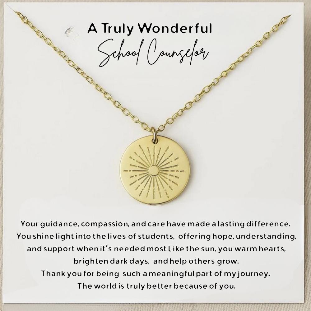 Personalized School Counselor Necklace Gift,  School Counselor Thank You Jewelry, School Counselor Appreciation Gift