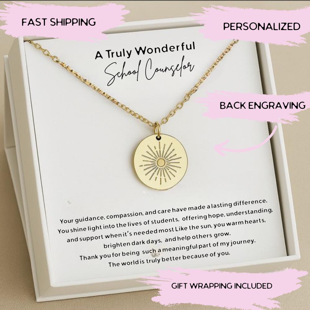 Personalized School Counselor Necklace Gift,  School Counselor Thank You Jewelry, School Counselor Appreciation Gift