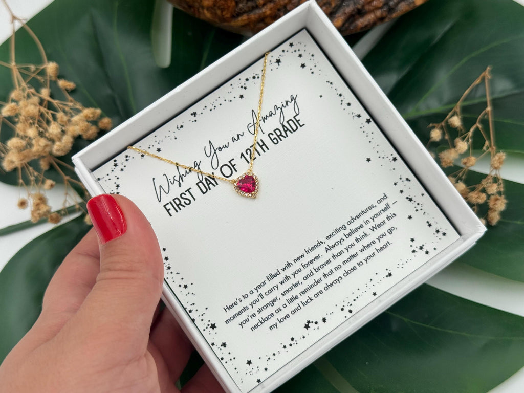 12th Grade First Day of School Necklace, Senior Year 12th Grade Daughter Necklace, 12th Good Luck Necklace, Birthstone Necklace for Girl