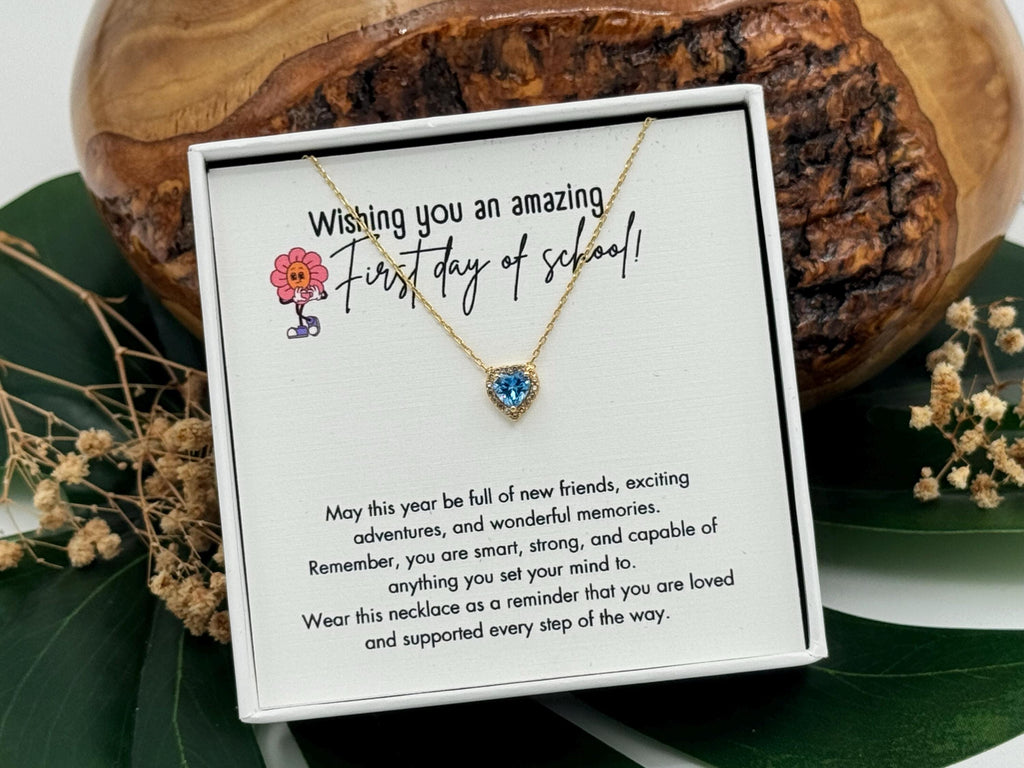First Day of School Heart Necklace for Girls, Back to School Gift, 12th Senior Year Jewelry, Sophomore Year Gift, College Freshman Necklace