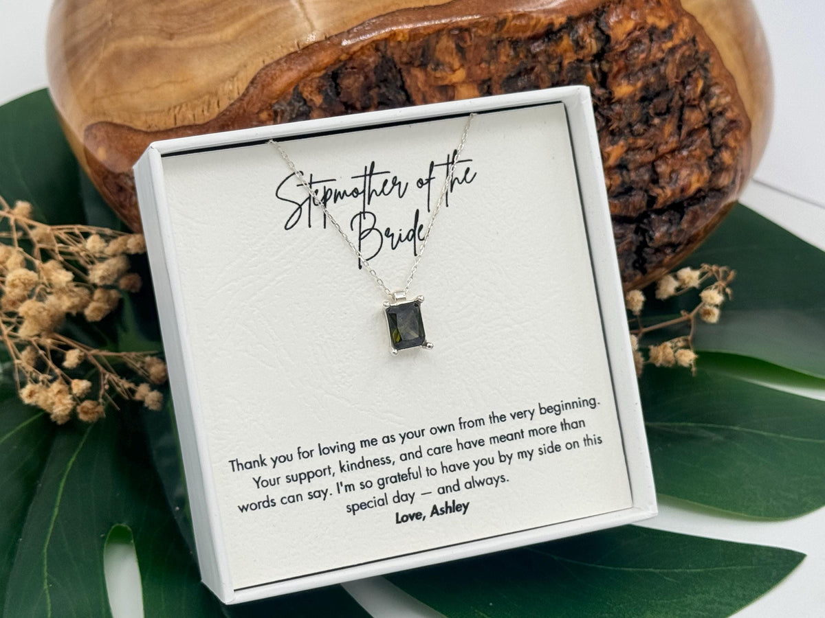 Step Mother Necklace on My Wedding Day Birthstone Necklace, Sterling Silver Wedding Jewelry from Daughter, Bonus Mom Jewelry