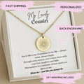 Personalized Cousin Necklace, Cousin Birthday Jewelry, Engraved Necklace for Cousin Birthday, Cousin Christmas Jewelry, Cousin Sunshine Gift