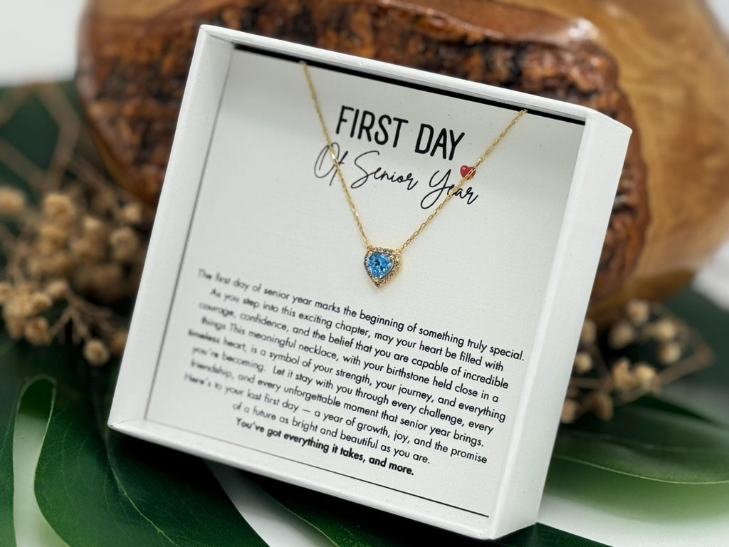 First Day Of Senior Year Heart Necklace, Daughter Senior Year First Day Gift, Back to School Gift Class of 2026,  12th Grade First Day Gift