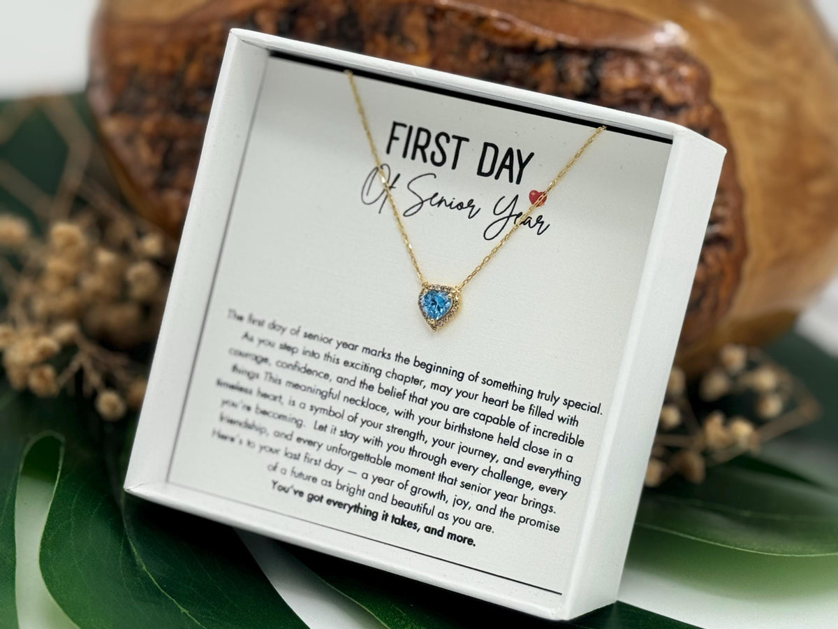 First Day Of Senior Year Heart Necklace, Daughter Senior Year First Day Gift, Back to School Gift Class of 2026,  12th Grade First Day Gift