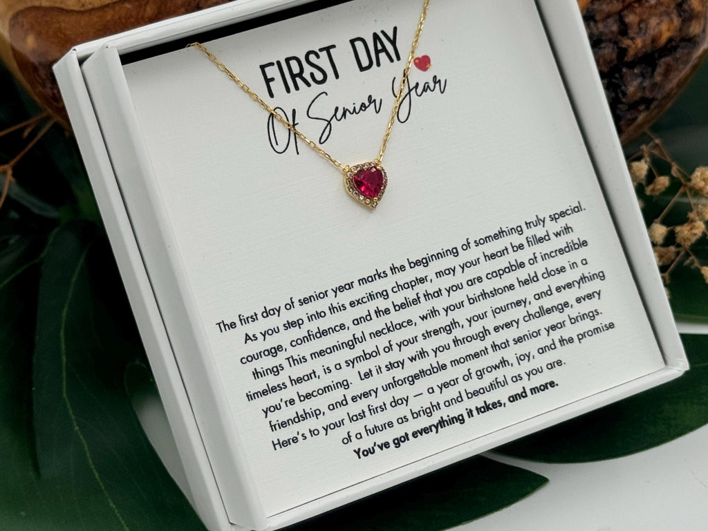 First Day Of Senior Year Heart Necklace, Daughter Senior Year First Day Gift, Back to School Gift Class of 2026,  12th Grade First Day Gift