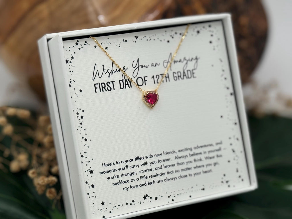 12th Grade First Day of School Necklace, Senior Year 12th Grade Daughter Necklace, 12th Good Luck Necklace, Birthstone Necklace for Girl