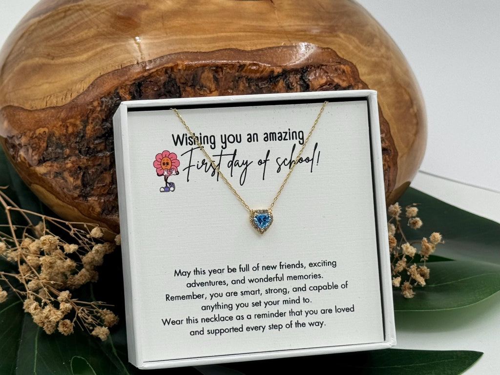 First Day of School Heart Necklace for Girls, Back to School Gift, 12th Senior Year Jewelry, Sophomore Year Gift, College Freshman Necklace