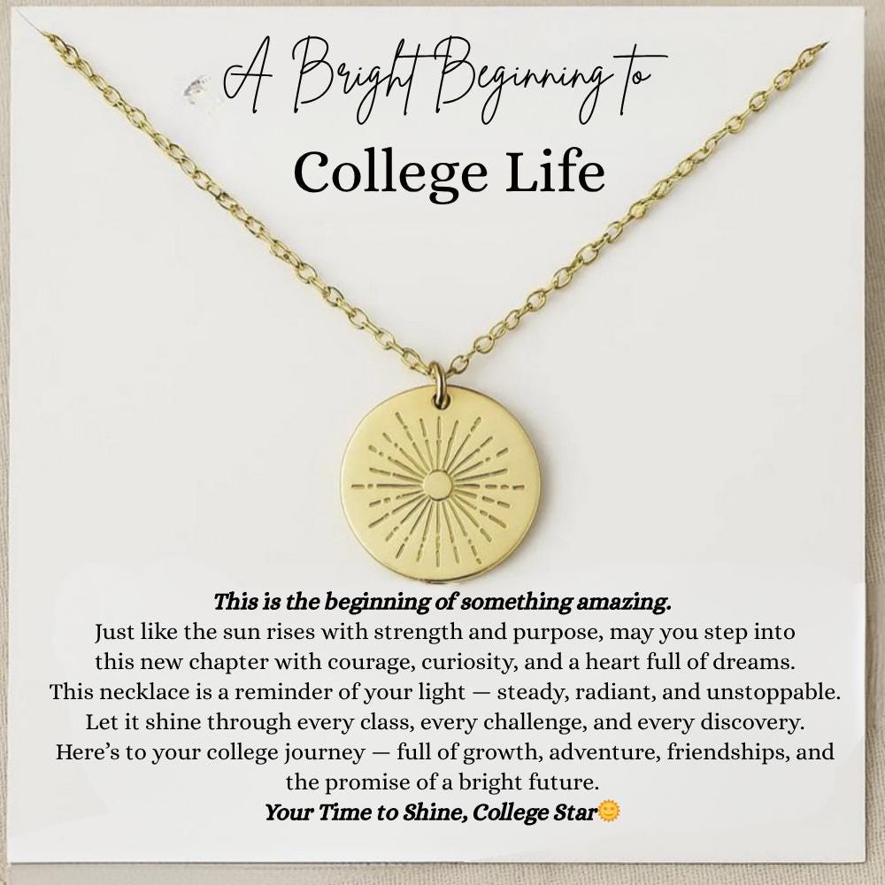 First Day of College Gift for Her, College Freshman Gift from Mom, Silver Necklace for Daughter Starting College, University Good Luck Gift