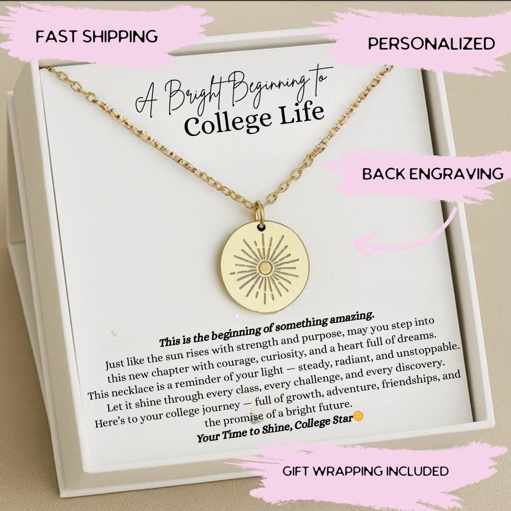 First Day of College Gift for Her, College Freshman Gift from Mom, Silver Necklace for Daughter Starting College, University Good Luck Gift
