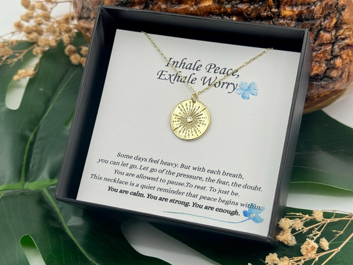 Inhale Peace, Exhale Worry Affirmation Necklace, Self Care Necklace,You Are Enough Necklace, Mindfulness Necklace Gift