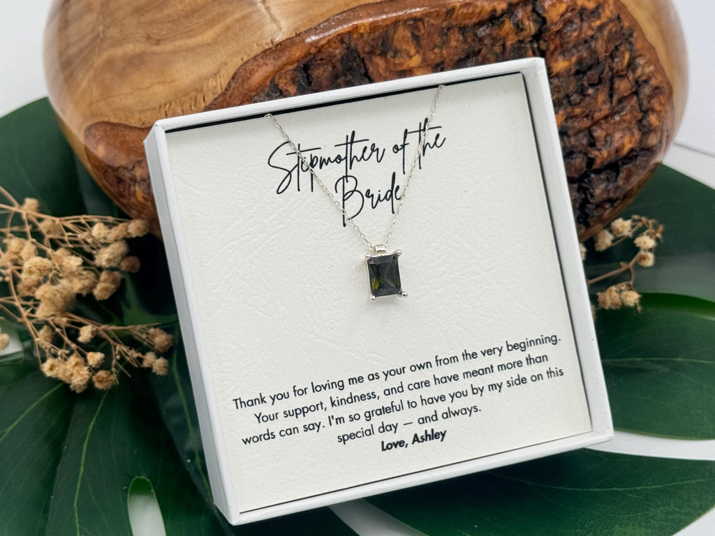 Step Mother Necklace on My Wedding Day Birthstone Necklace, Sterling Silver Wedding Jewelry from Daughter, Bonus Mom Jewelry