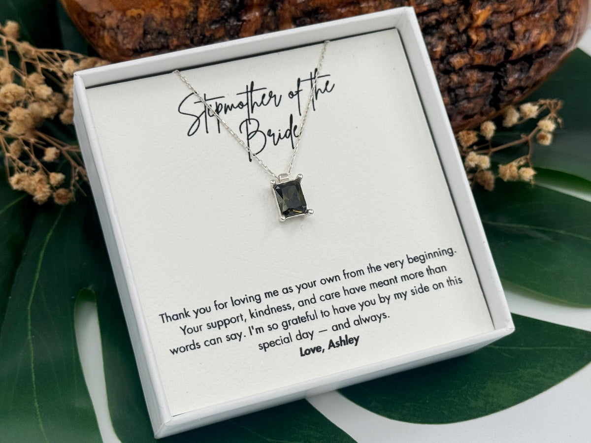 Step Mother Necklace on My Wedding Day Birthstone Necklace, Sterling Silver Wedding Jewelry from Daughter, Bonus Mom Jewelry