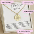 Personalized Sister Sun Necklace, Unique Sister Jewelry, Sister Gift Idea, Sister Birthday Necklace, Sister Christmas Gift