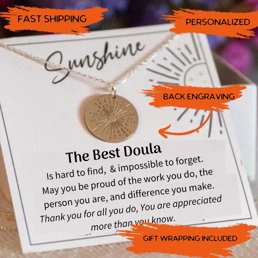 Doula Necklace Gift, Unique Sunshine Necklace for Doula, Midwife Jewelry, Thank You Gift for Doula Appreciation Gift,