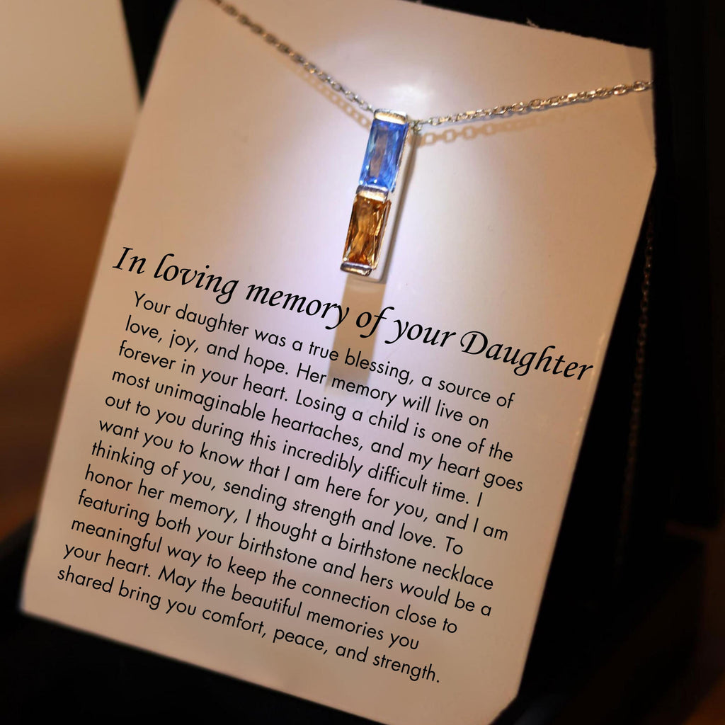 Daughter Remembrance Necklace, Mom Memorial Gift for Daughter, Matching Birthstone Necklace, Daughter Sympathy Gift, Daughter Memorial Gift