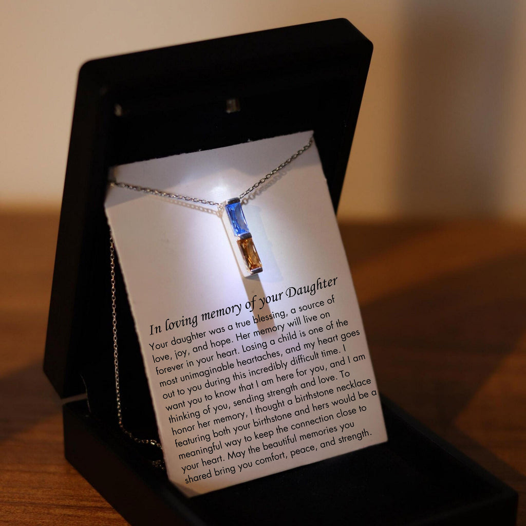 Daughter Remembrance Necklace, Mom Memorial Gift for Daughter, Matching Birthstone Necklace, Daughter Sympathy Gift, Daughter Memorial Gift