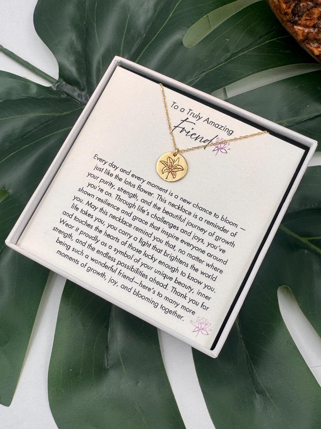 Best Friend Lotus Necklace, Meaningful Friendship Jewelry, To My Bestie Gift, Soul Sister Necklace, BFF Necklace Birthday Gift for Friend