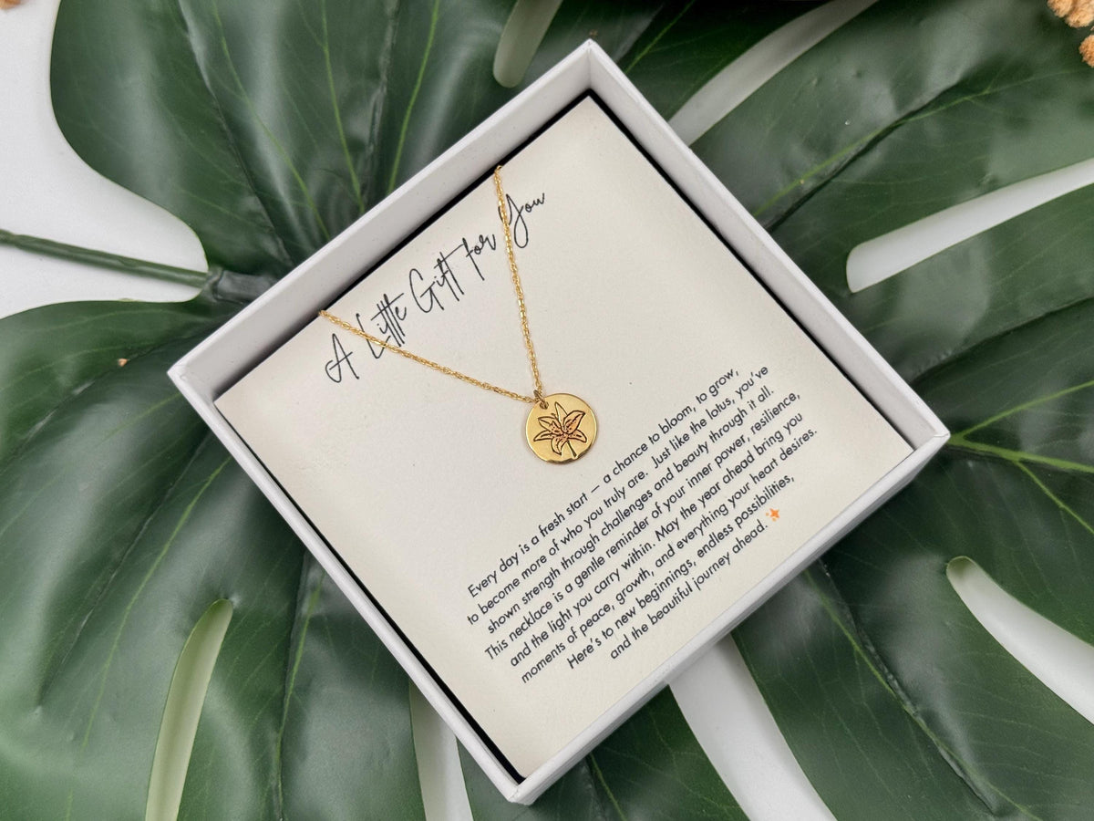 Meaningful Gold Necklace for Women, Spiritual Jewelry, Birthday Gift, Encouragement Present for Her, Silver Lotus Necklace