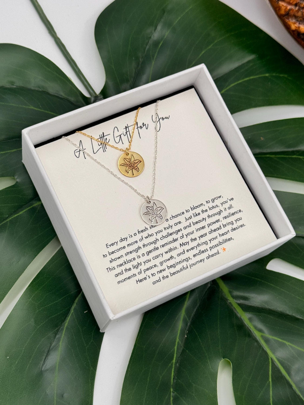 Meaningful Gold Necklace for Women, Spiritual Jewelry, Birthday Gift, Encouragement Present for Her, Silver Lotus Necklace