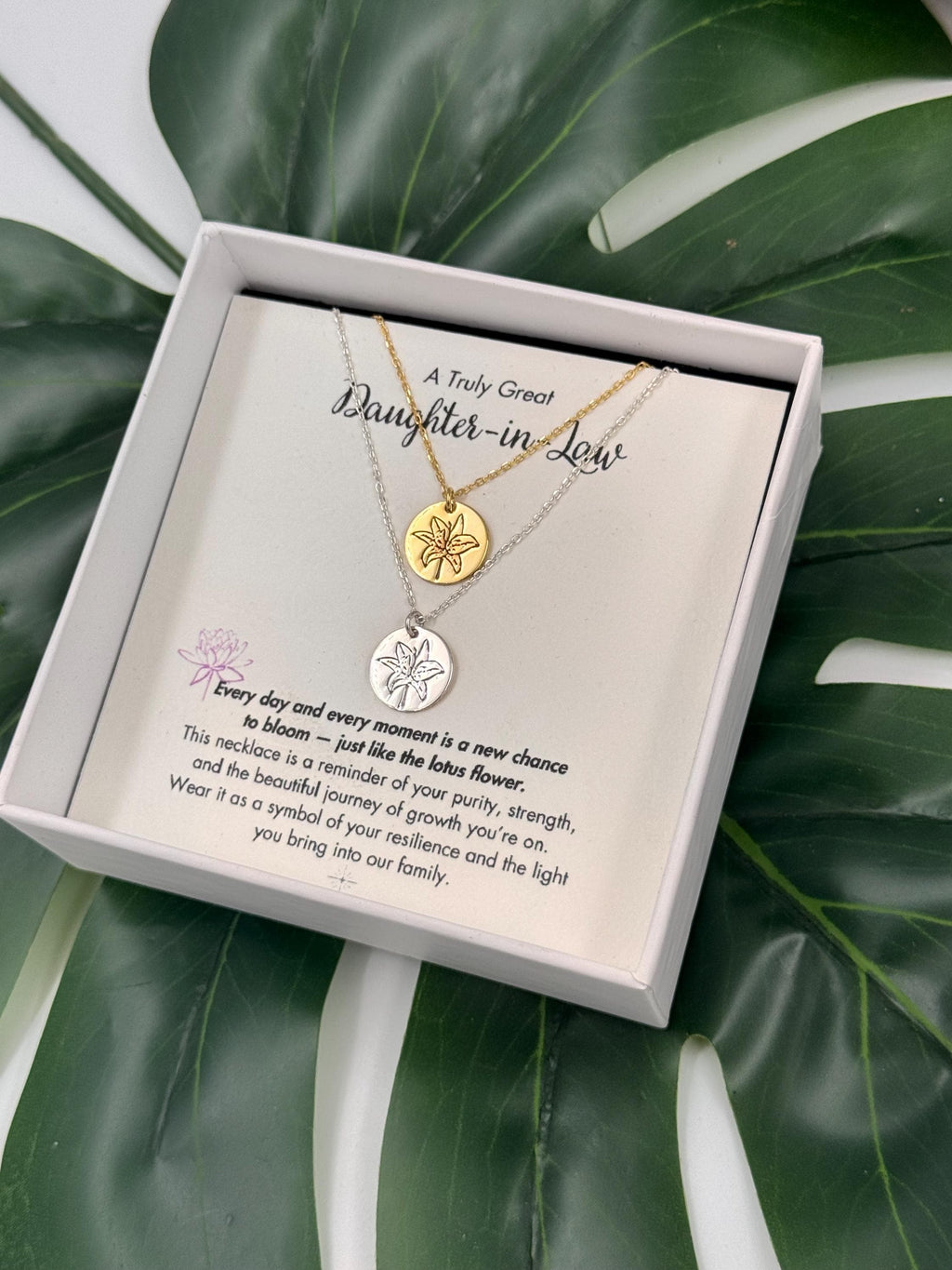 Daughter in Law Lotus Silver Necklace, Daughter In Law Christmas Gift, Gift for Bride from MIL,  Daughter-In-Law Birthday Gift