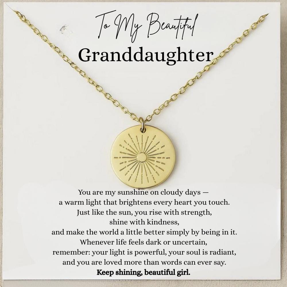 Personalized Granddaughter Sun Necklace, Granddaughter Christmas Gift, Granddaughter Jewelry, Great Granddaughter Keepsake Gifts,