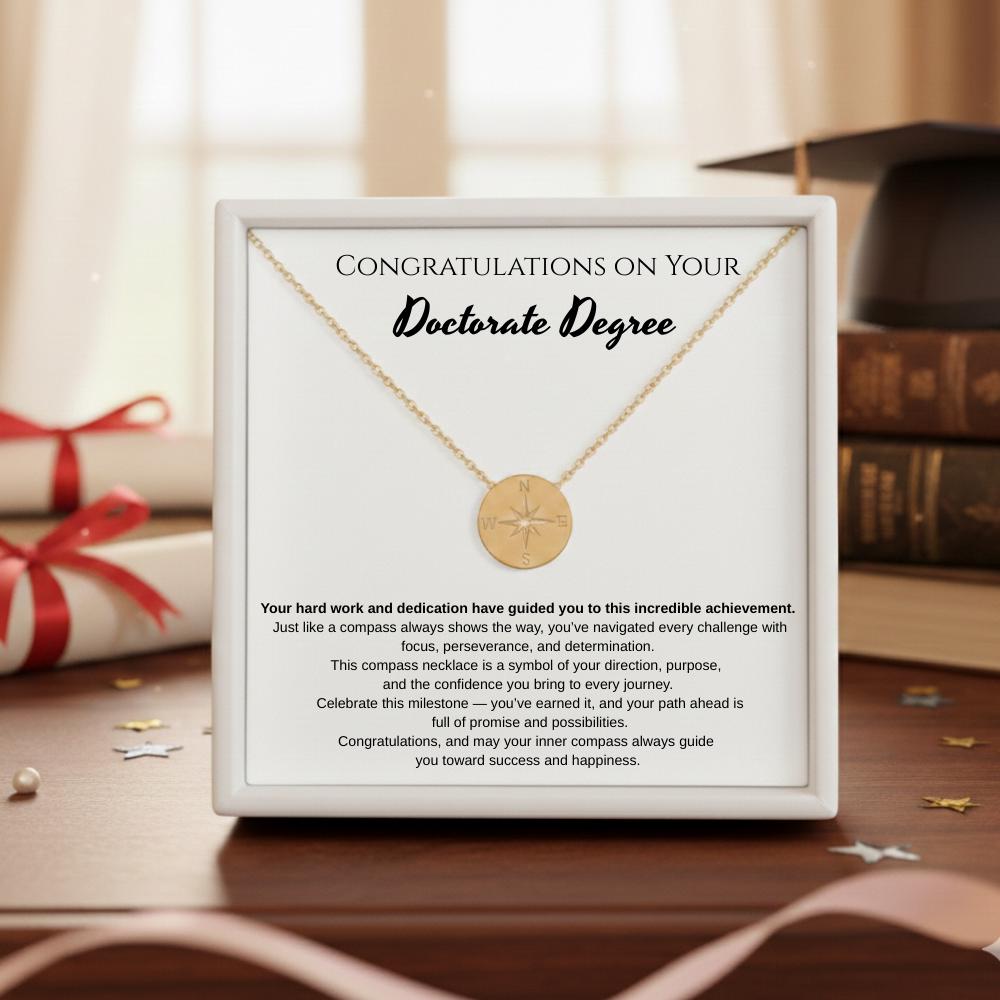 Compass Doctorate Graduation Gift for Her, Phd Graduation Necklace Gift, Doctorate Degree Graduation Gift, PhD Jewelry gift
