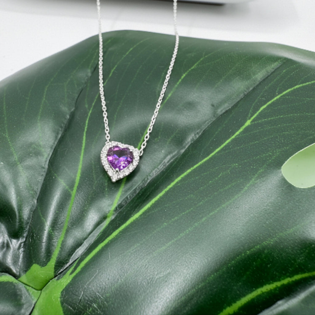 Amethyst Heart Silver Necklace, February Birthstone Jewelry, February Birthday Gift, Amethyst Pendant, Heart Shape Gemstone
