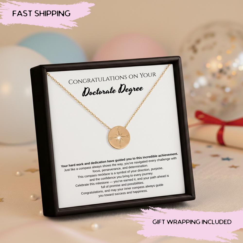 Compass Doctorate Graduation Gift for Her, Phd Graduation Necklace Gift, Doctorate Degree Graduation Gift, PhD Jewelry gift